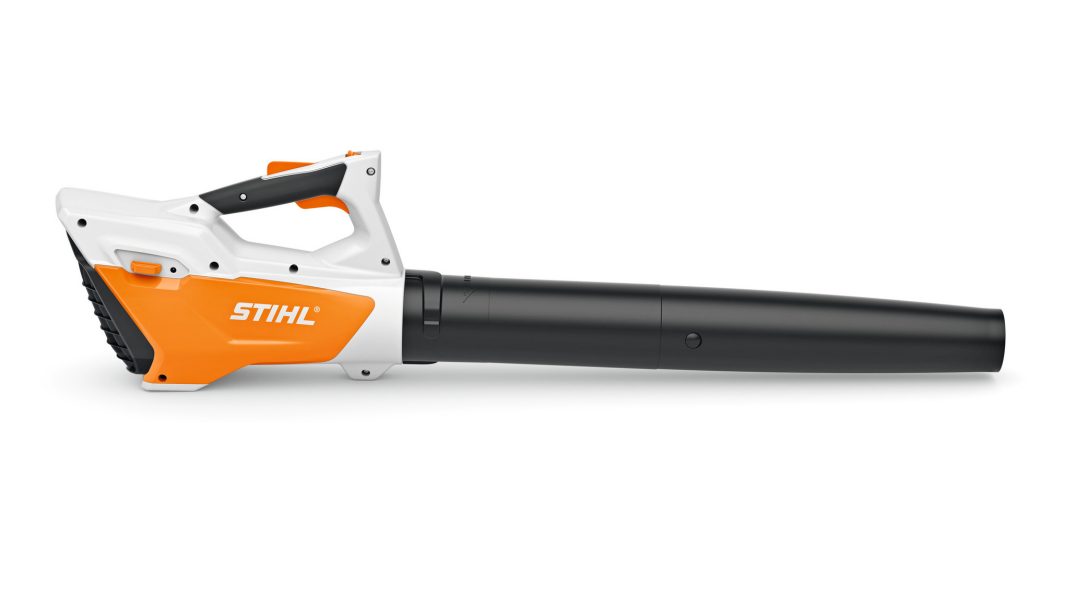 The Stihl BGA 45 (AI) Handheld Blower features an orange and white body with a long black nozzle, displayed on a white background.